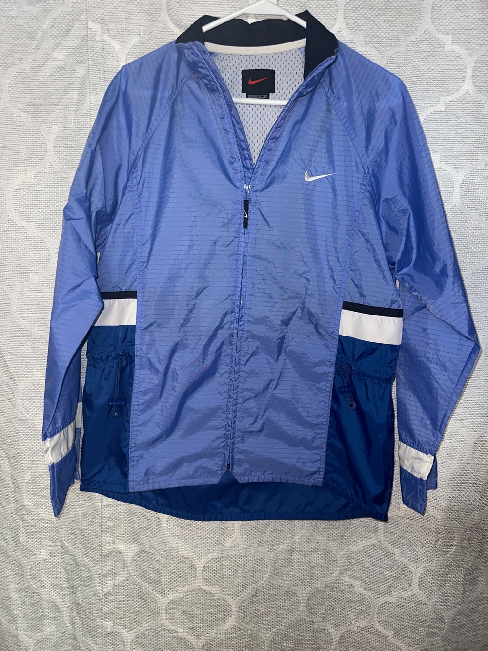 Nike Vintage Colorblock Full Zip Windbreaker Jacket Blue Mesh Lined M